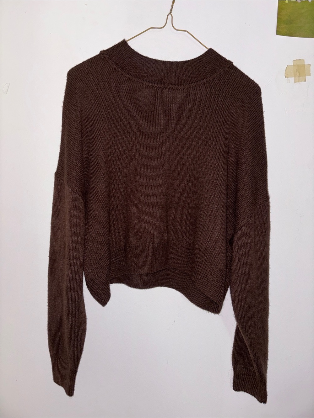 H&M Dark Brown Cropped Crewneck Sweater